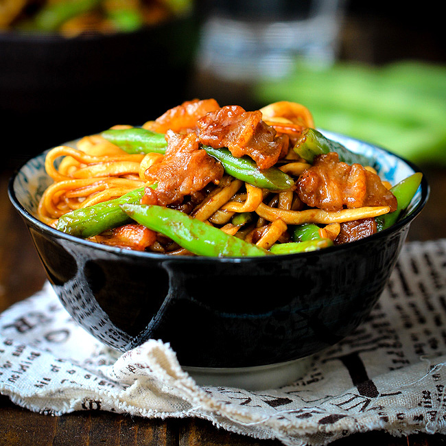 Braised Noodles with Green Beans China Sichuan Food