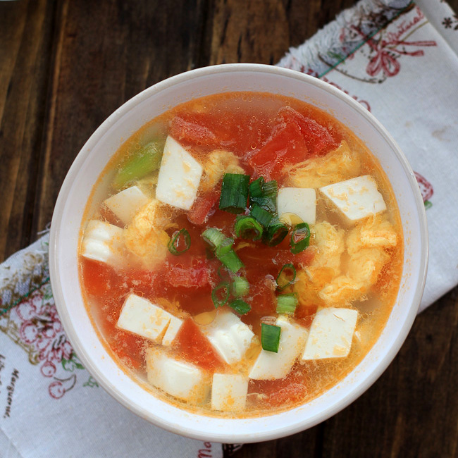 Tofu Egg Soup with Tomatoes