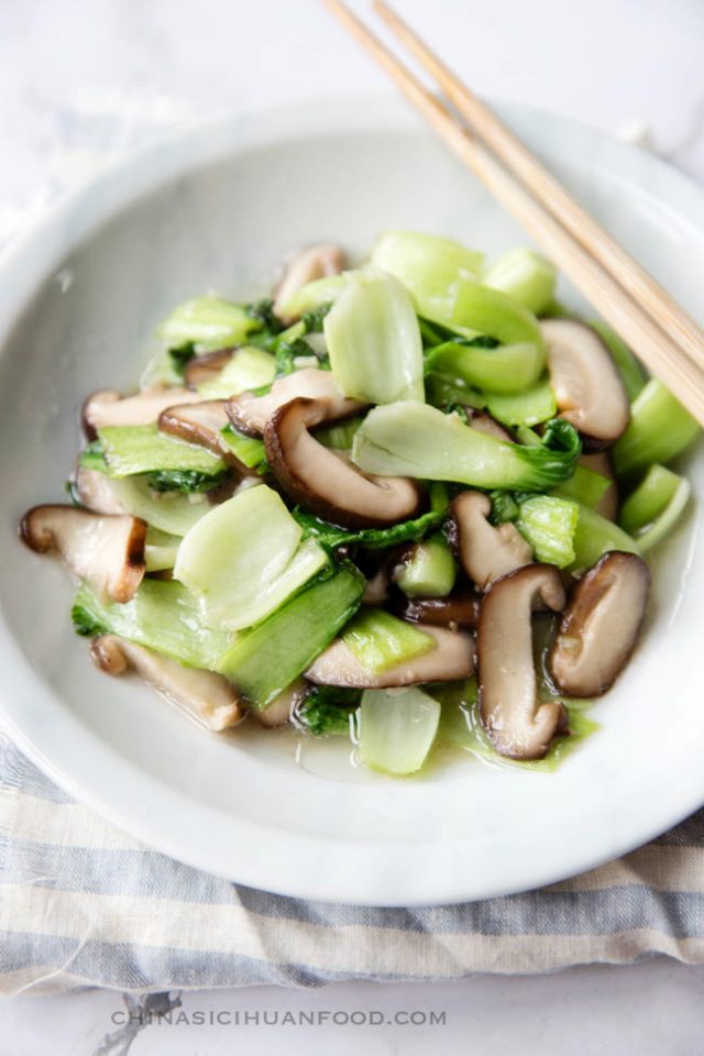 Bok Choy and Mushroom Stir Fry China Sichuan Food