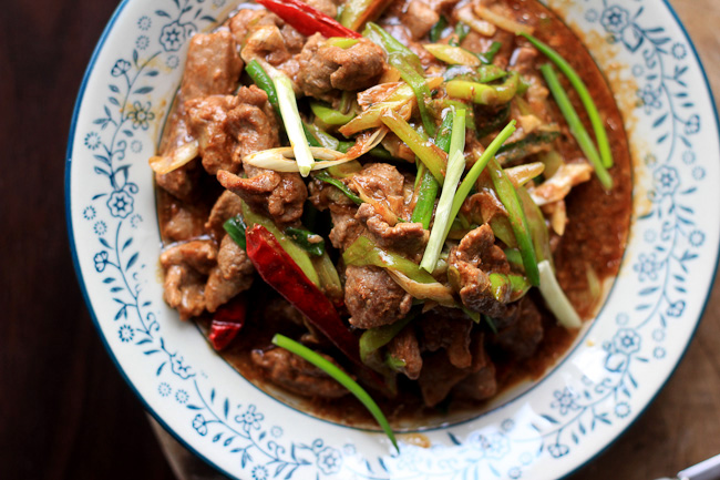 scallion beef stir fry-Chinese Mongolian Beef