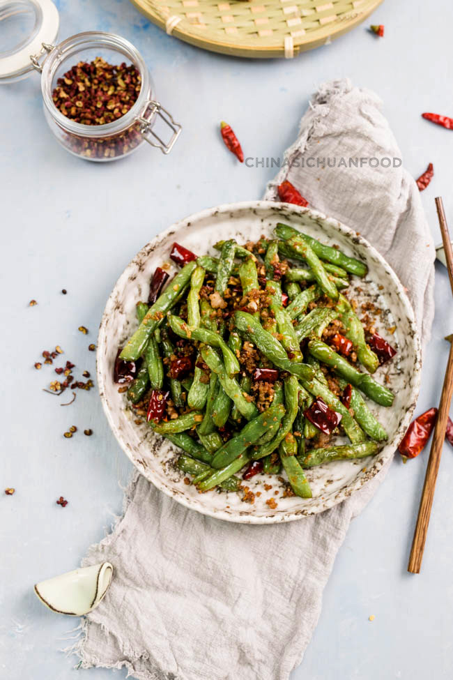Szechuan dry-fried green beans quick version| chinasichuanfood.com