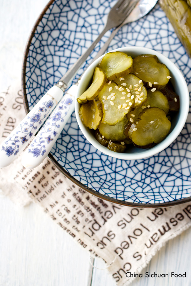 Chinese pickled cucumber with soy sauce and vinegar