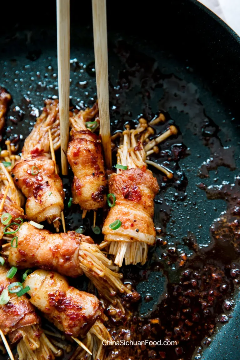 Enoki Mushroom Wrapped in Bacon