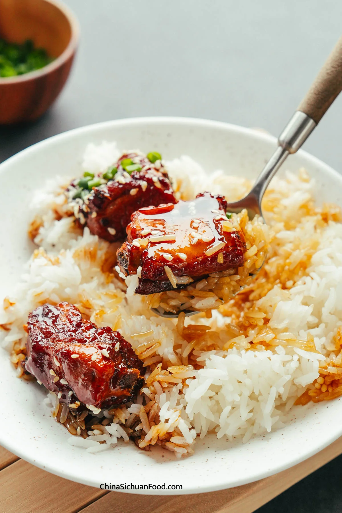 sweet and sour ribs with steamed rice| ChinaSichuanFood.com