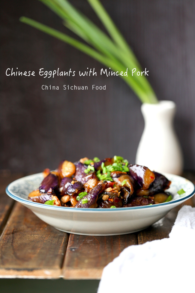 Chinese eggplants with ground pork