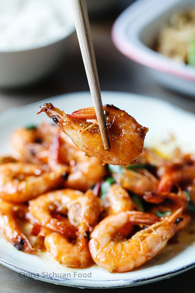 Chinese stir-fried shrimp with ketchup
