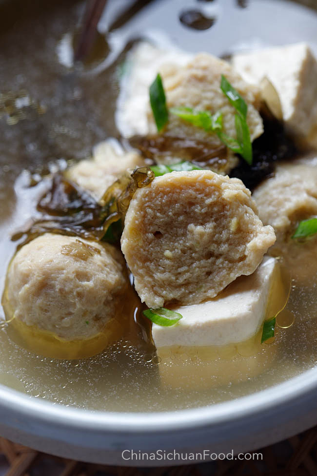 Tofu and Meatball soup|chinasichuanfood.com