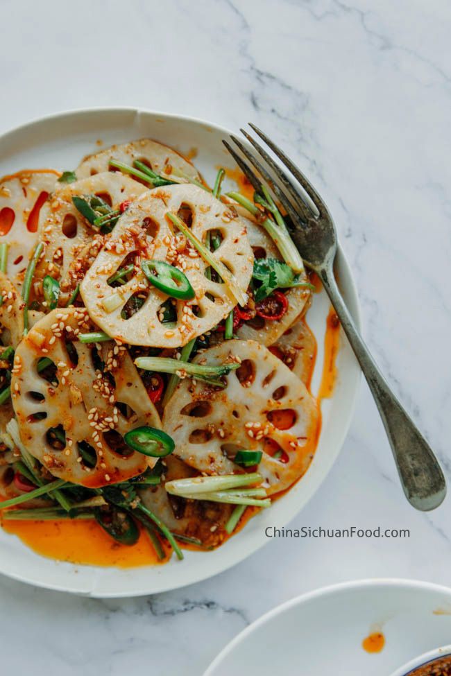 hot and sour lotus root salad|chinasichuanfood.com