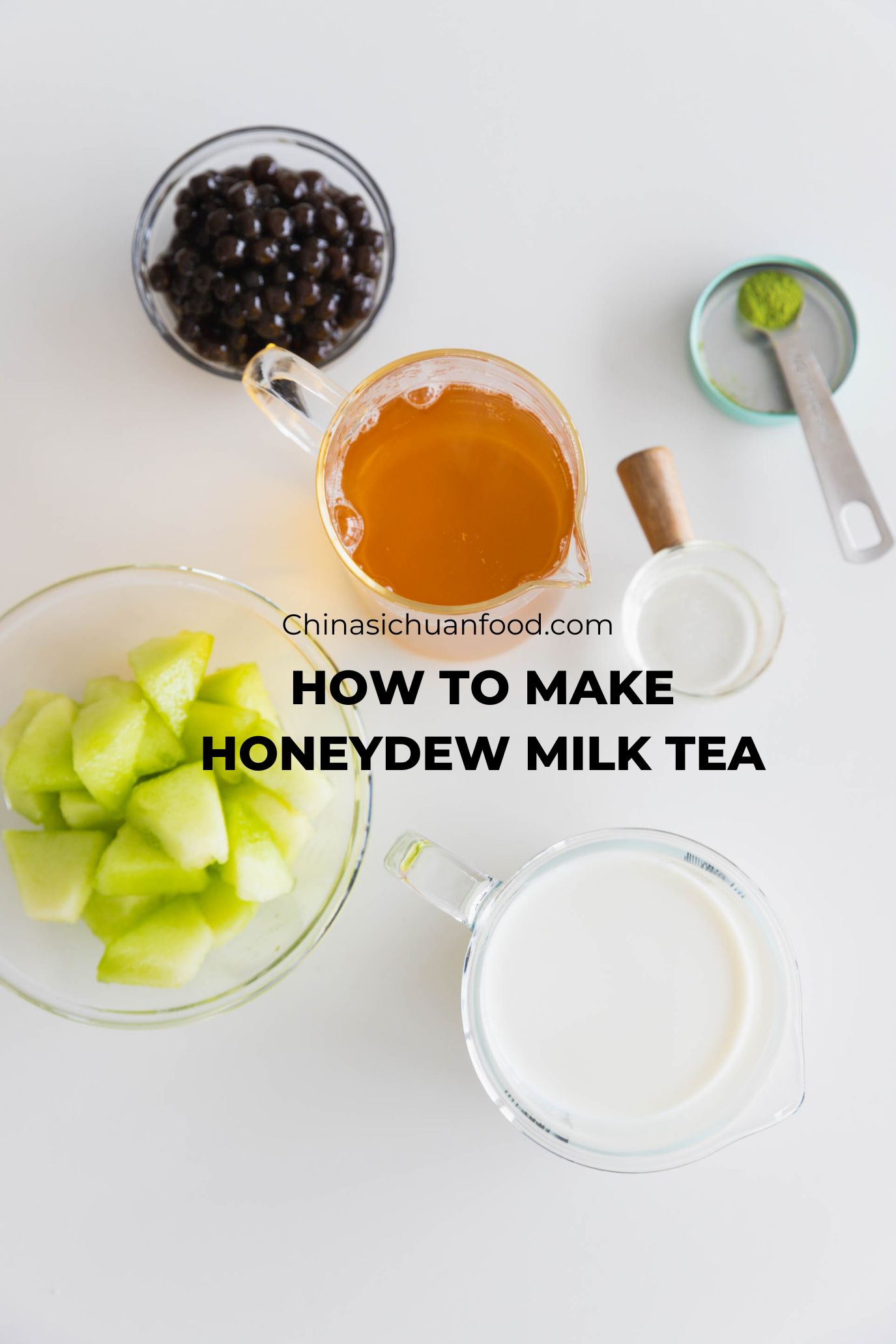 Ingredients for honeydew milk tea