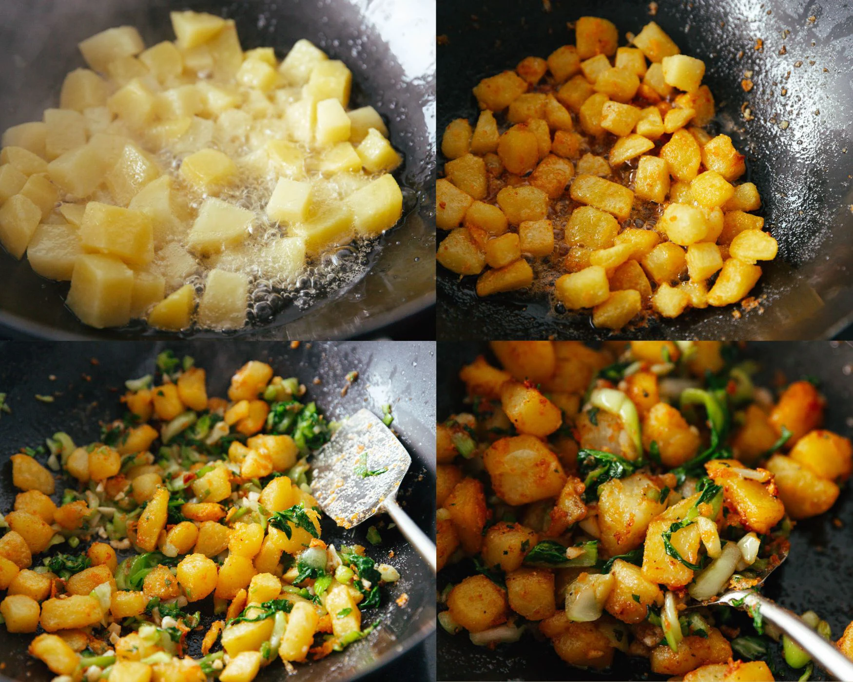 bok choy and crispy potatoes| chinasichuanfood.com