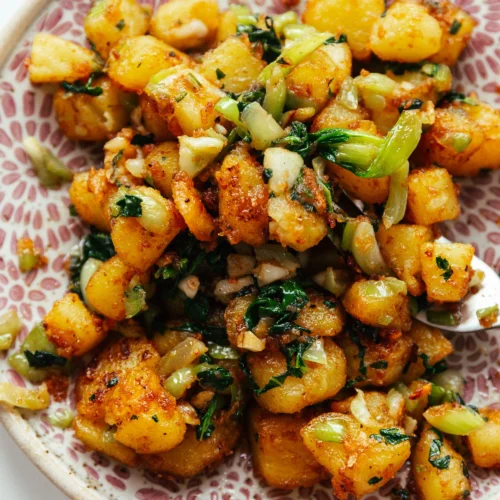 bok choy and crispy potatoes| chinasichuanfood.com