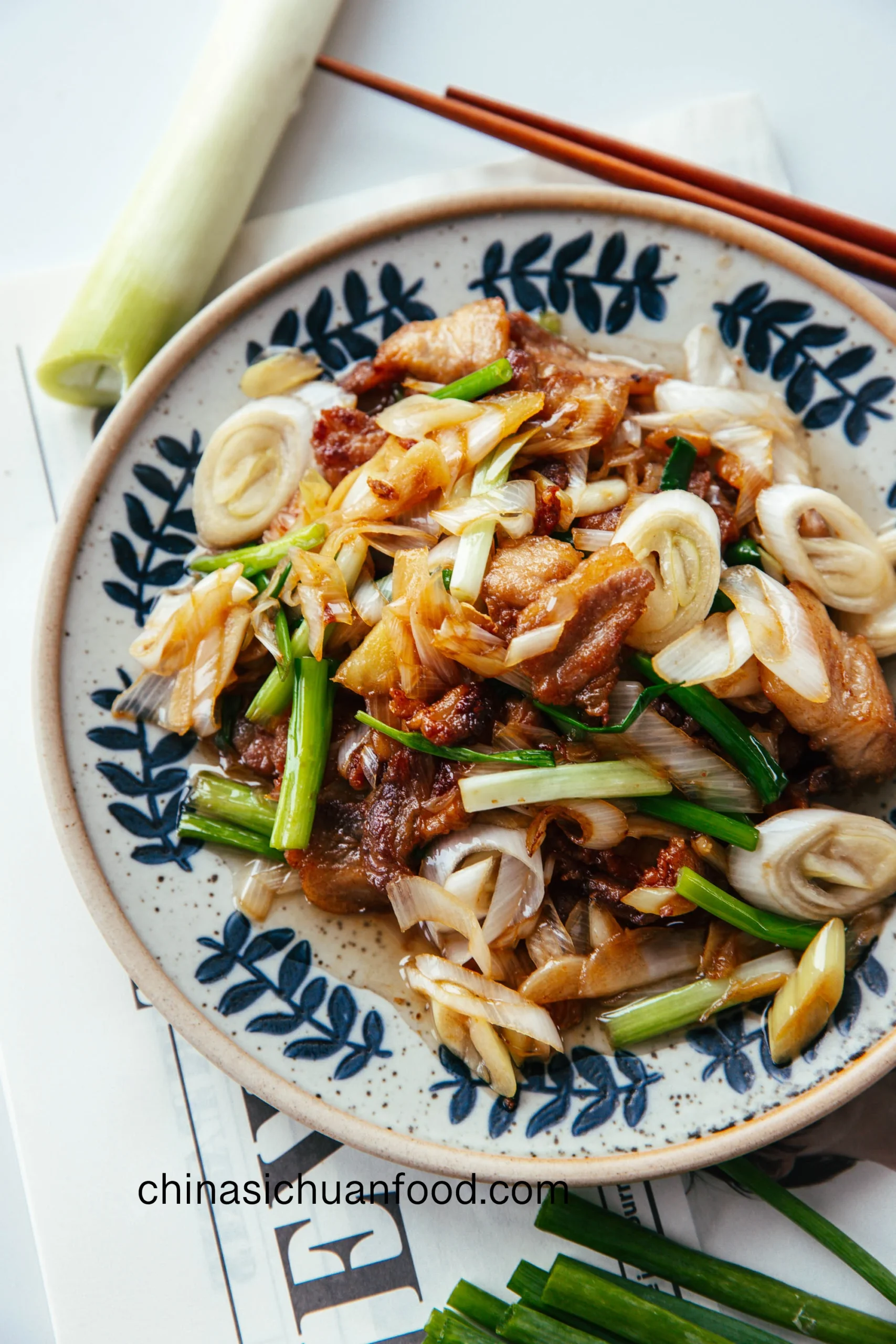 scallion and pork belly stir fry| chinasichuanfood.com
