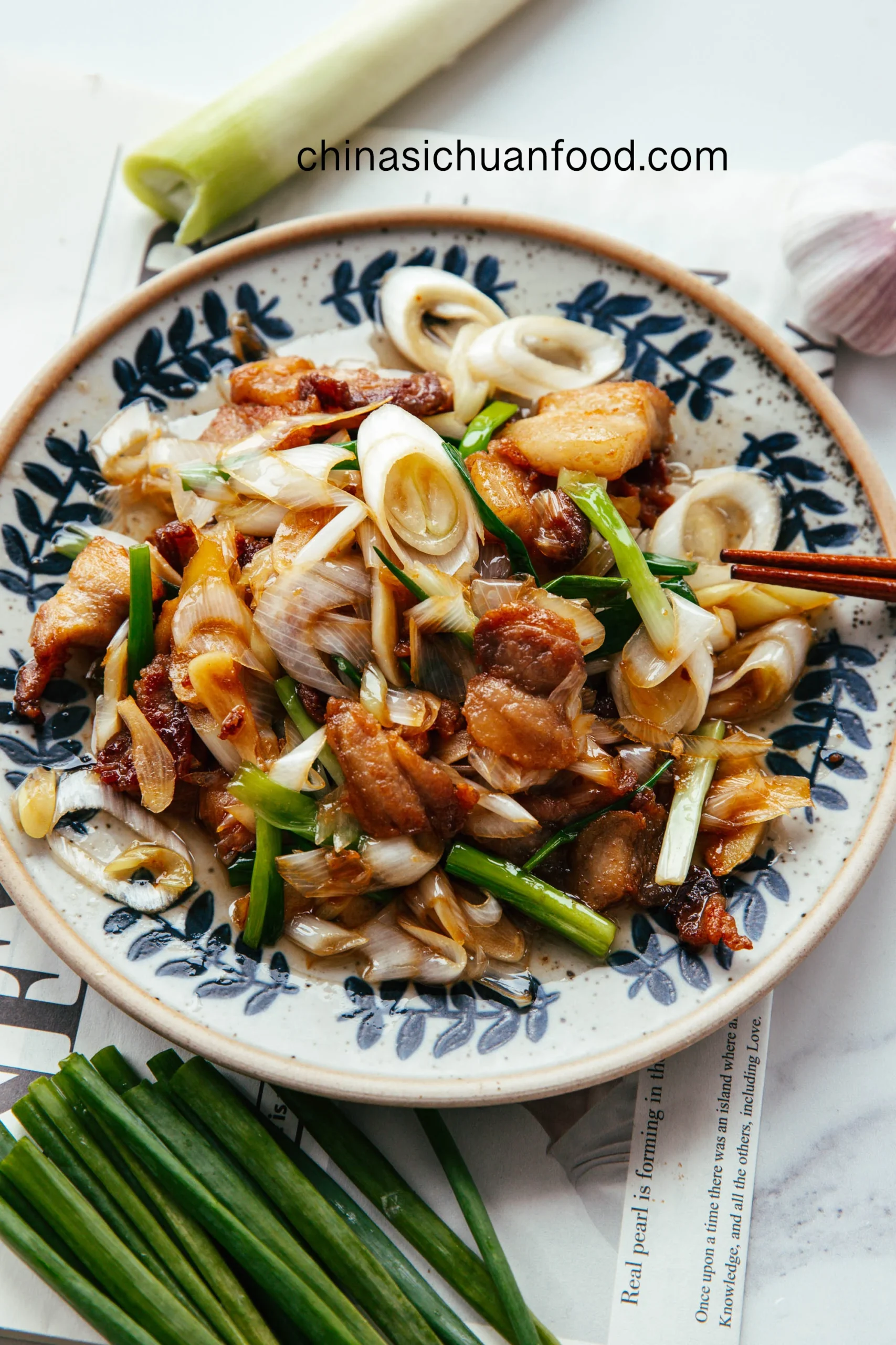 scallion and pork belly stir fry | chinasichuanfood.com