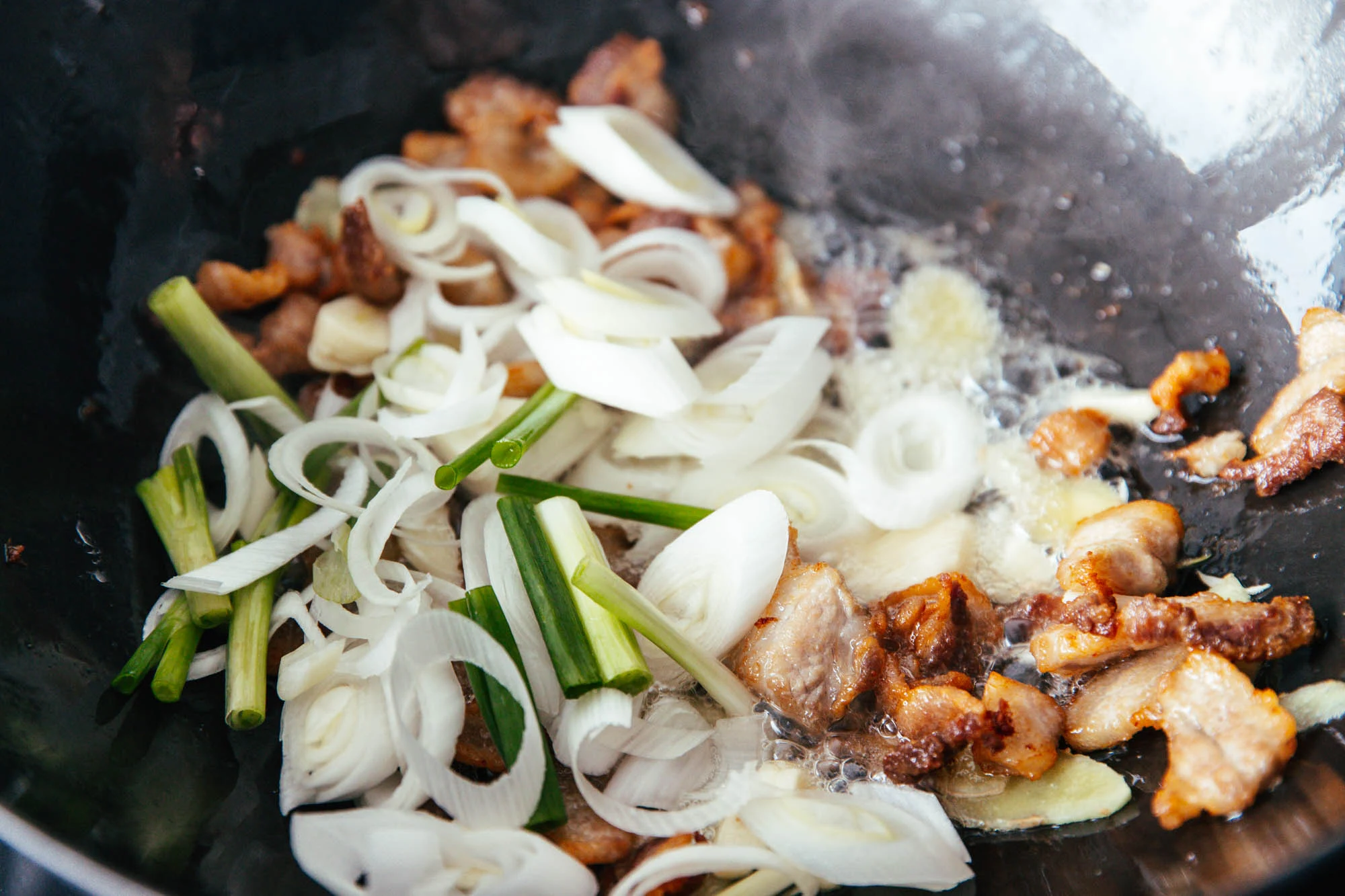 scallion and pork belly stir fry | chinasichuanfood.com