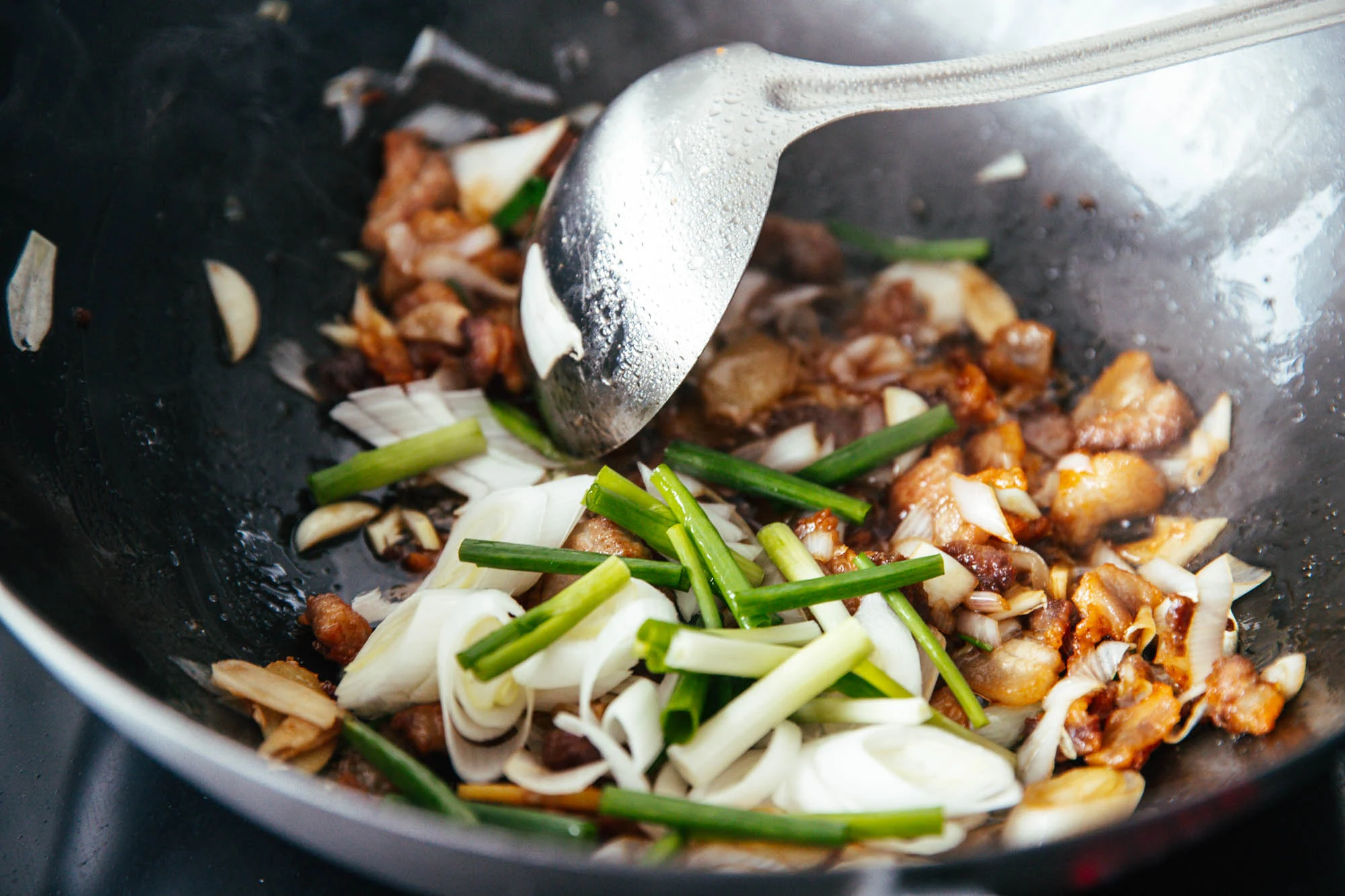 scallion and pork belly stir fry | chinasichuanfood.com