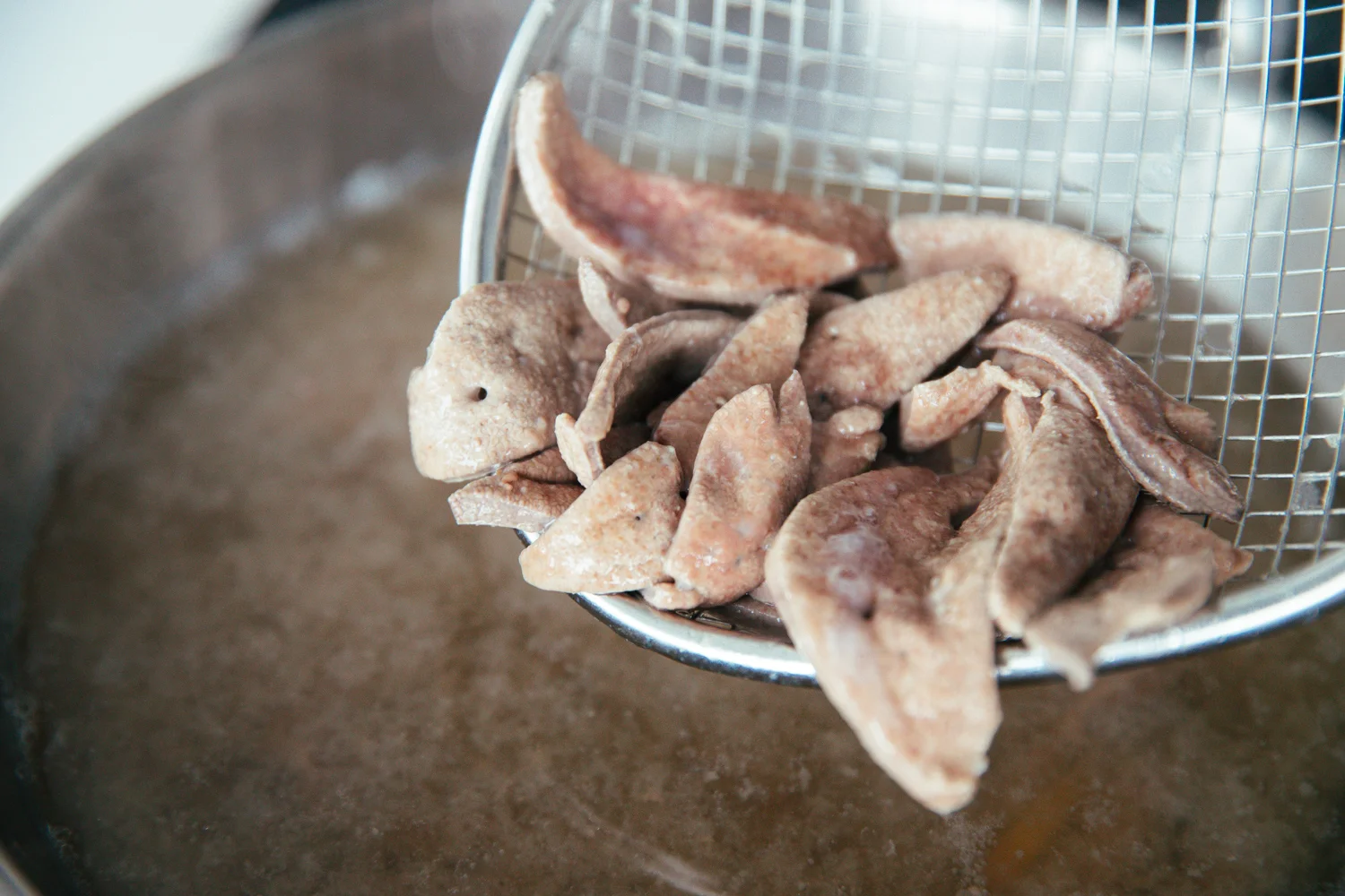 poached pork liver