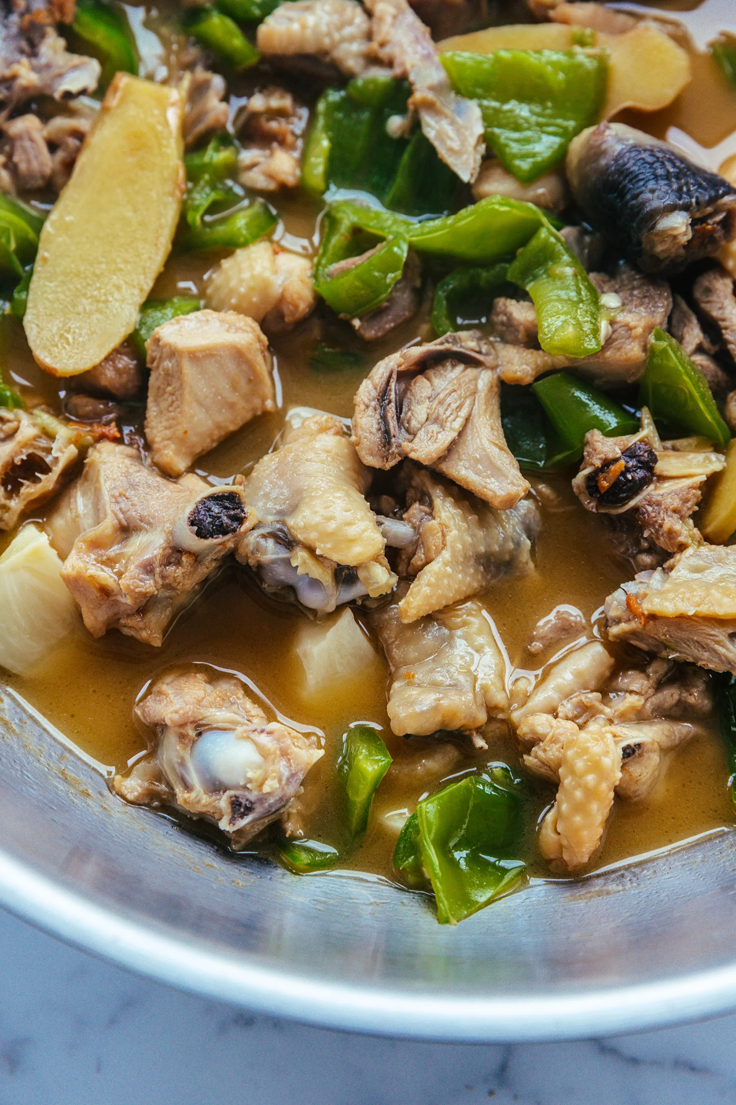 simmered chicken with peppes