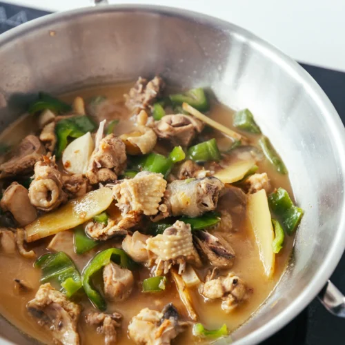 simmered chicken with peppers