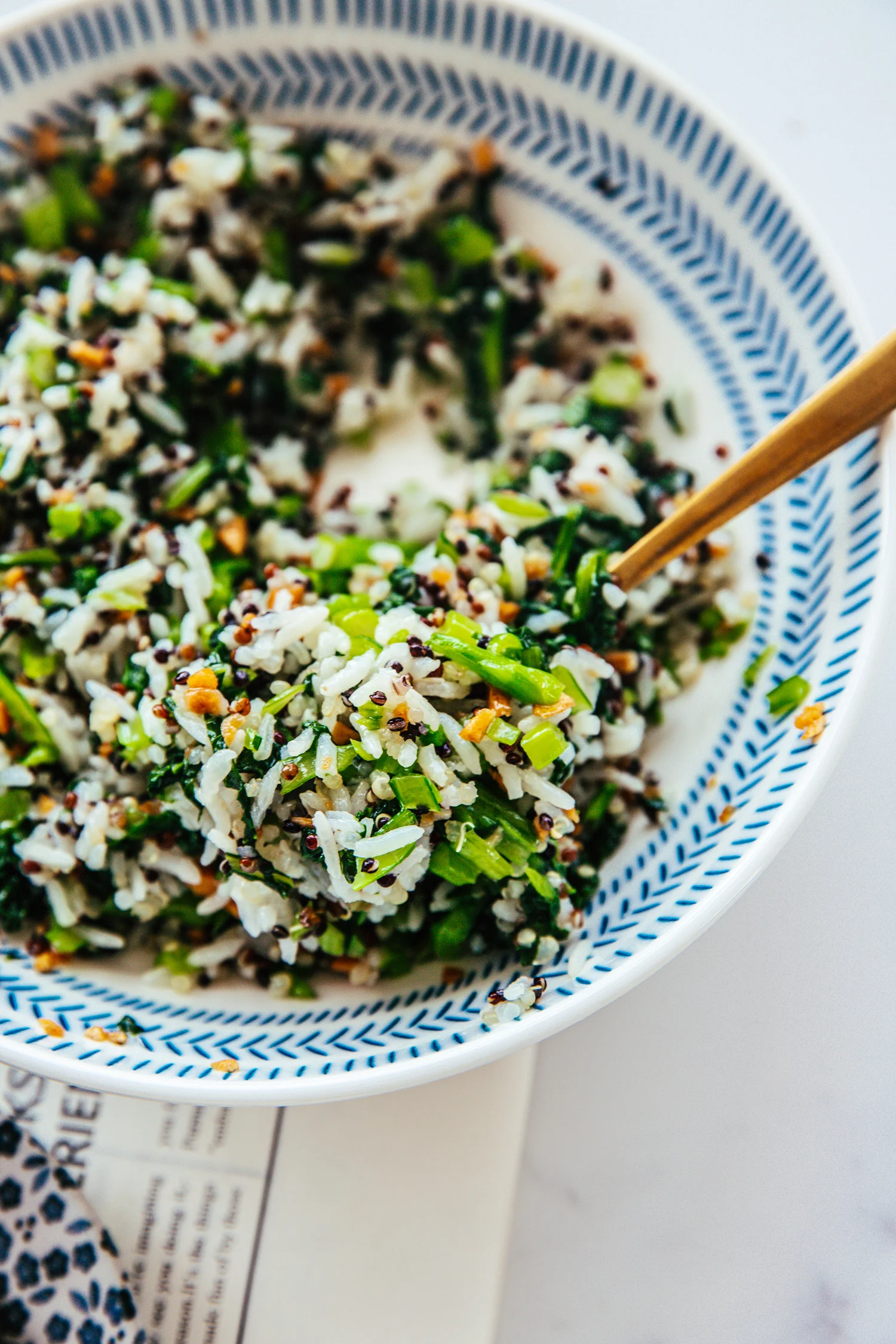 garlic oil with yu choy rice