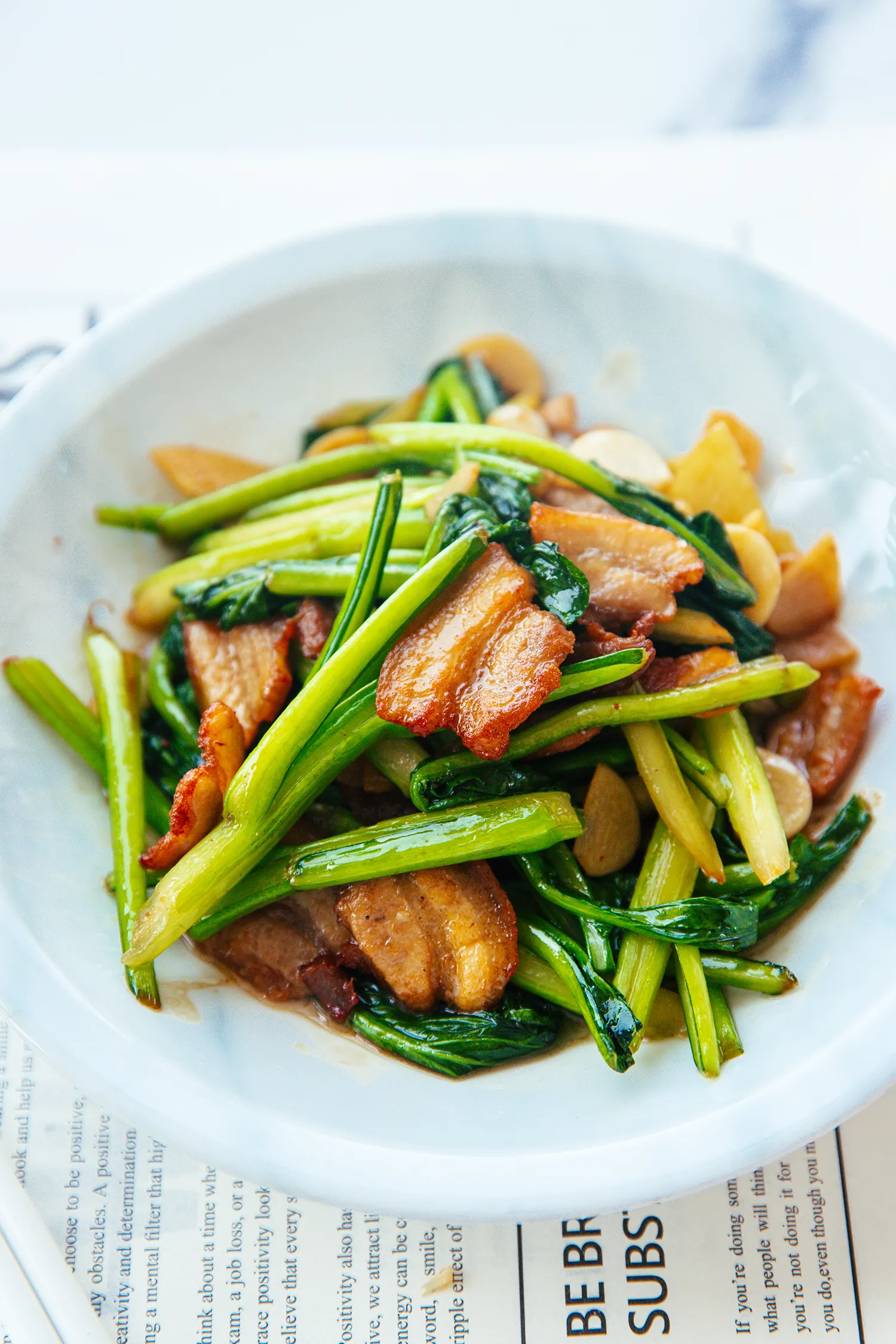 pork belly and Yu Choy Stir Fry