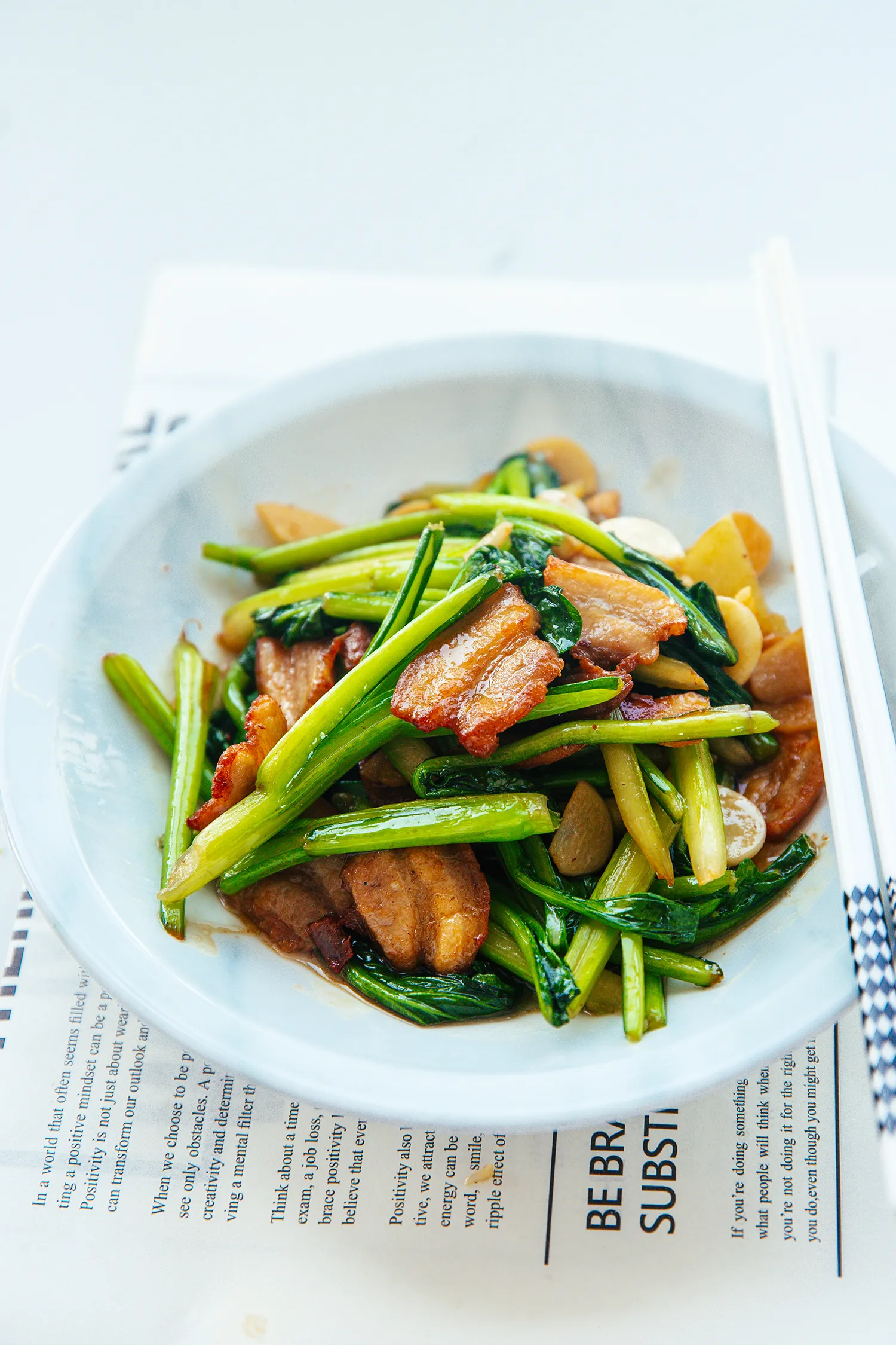 pork belly and Yu Choy Stir Fry