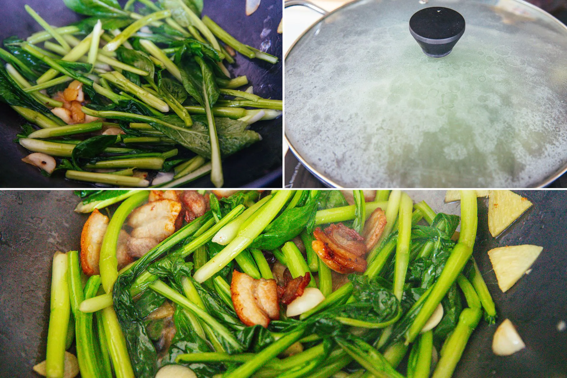 yu choy and pork belly stir fry step2