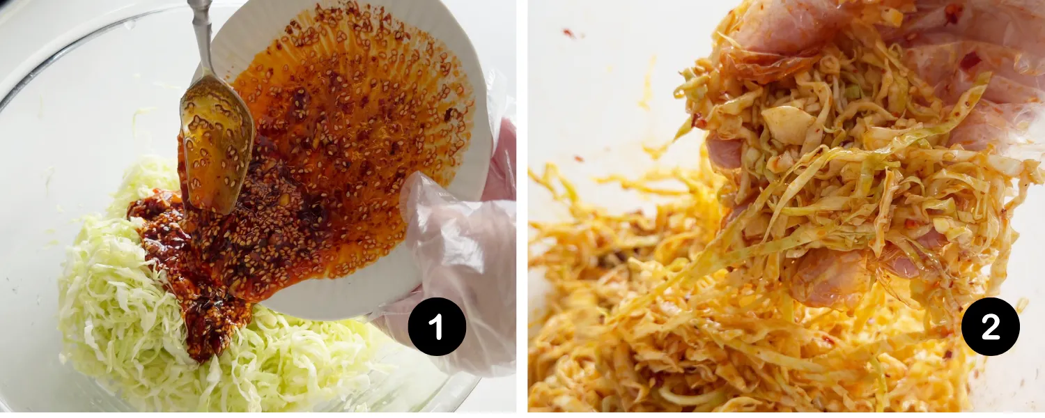 mix well with cabbage
